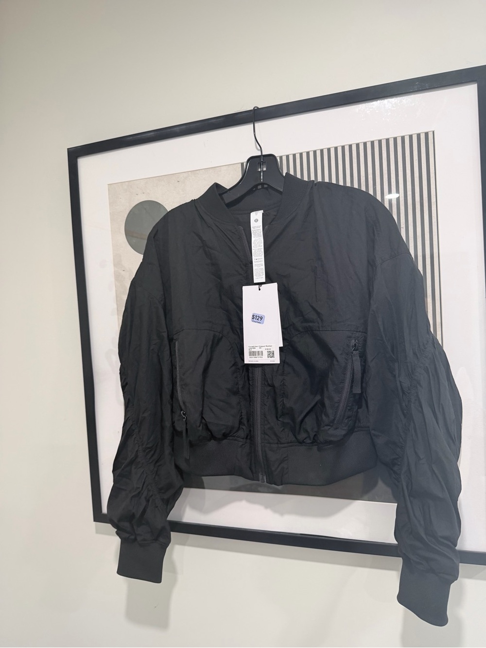 lululemon Curved-Hem Cropped Bomber black color size xs